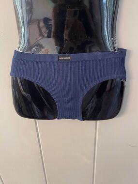 NWT Lucky Brand Bikini Panty Navy Blue Ribbed X-Large Clean Girl Minimalist Cute